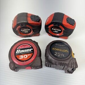 Lot Of 4 Tape Measure 1x30ft 3x25ft Well Used Condition Lufkin Bauer Komelon